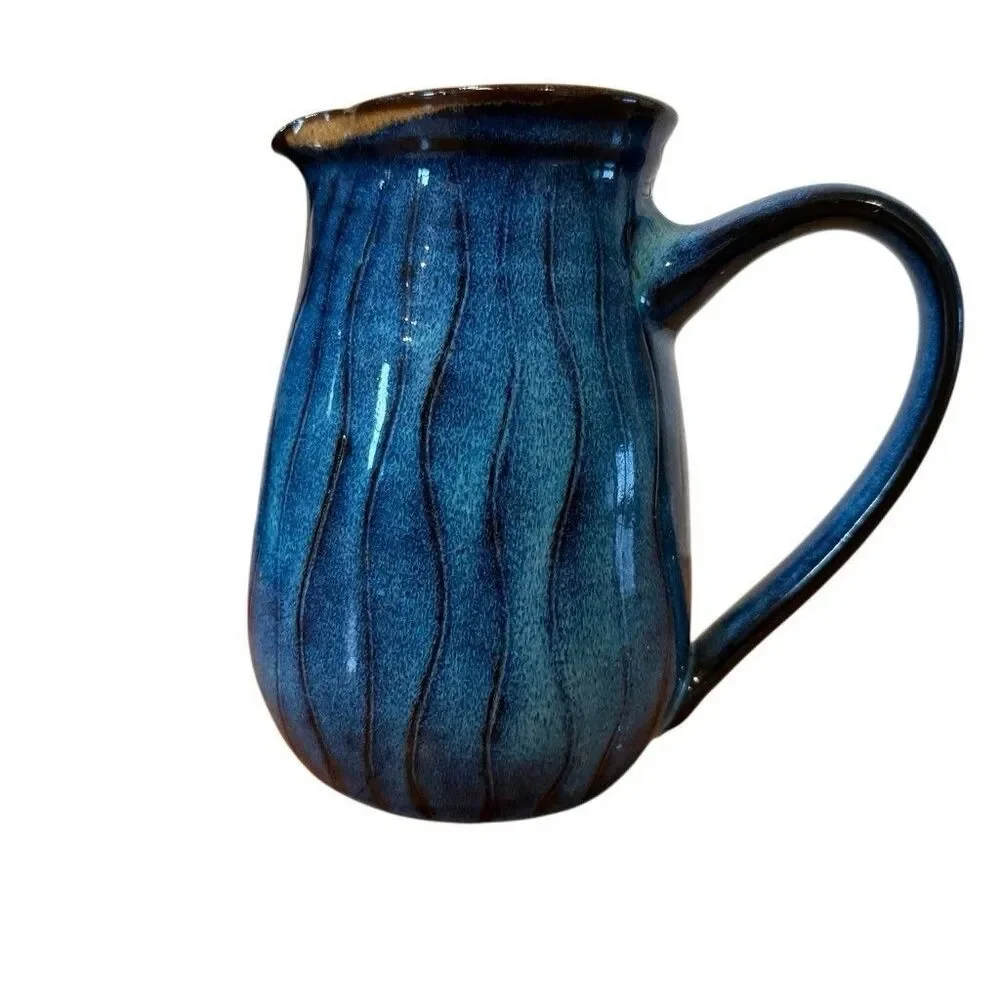 Frank Philipps Pottery Ceramic  Pitcher Blue Hand Made